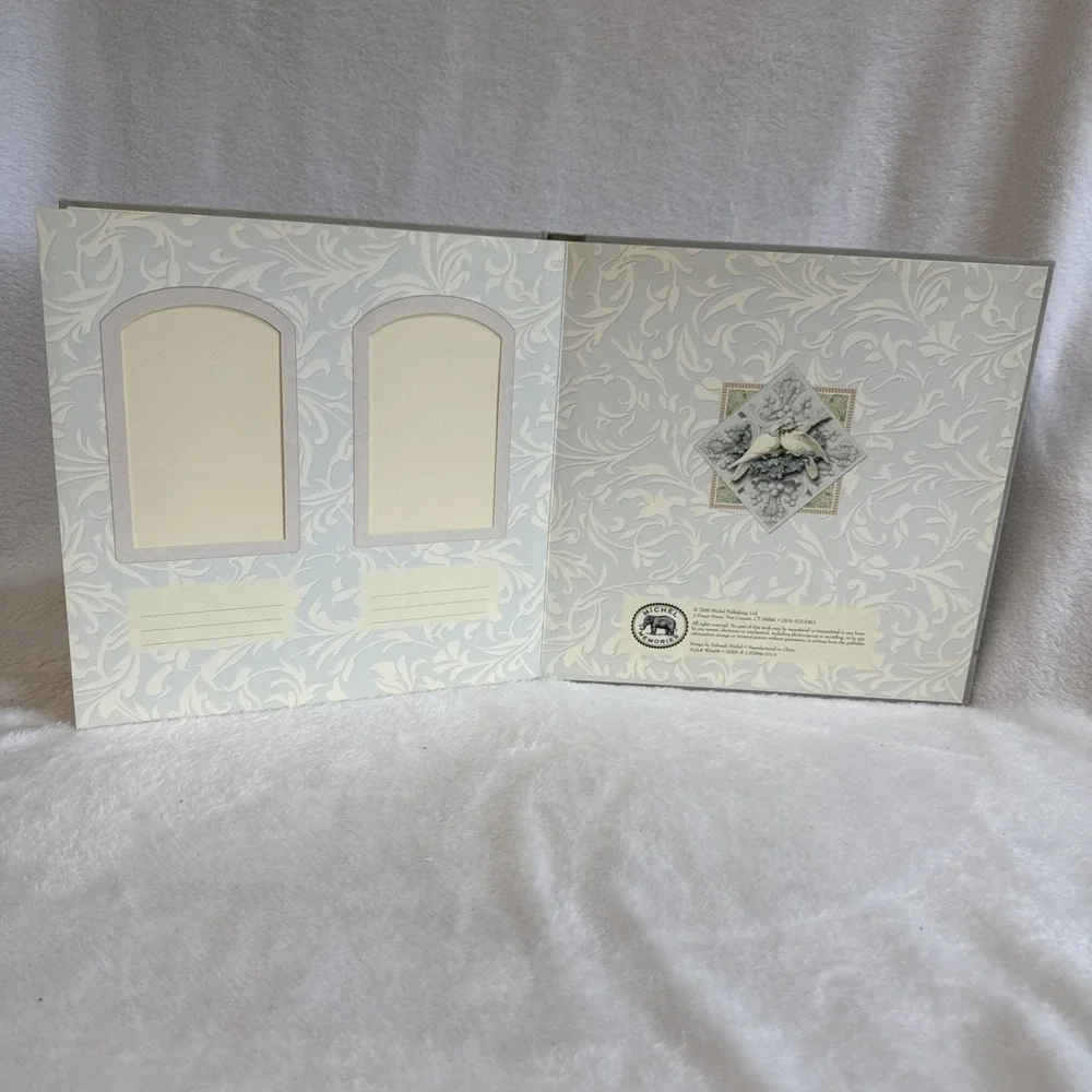 Michel Memories Dove Floral Grey Fabric Photo Album 11.5x11.5 Square Keepsake